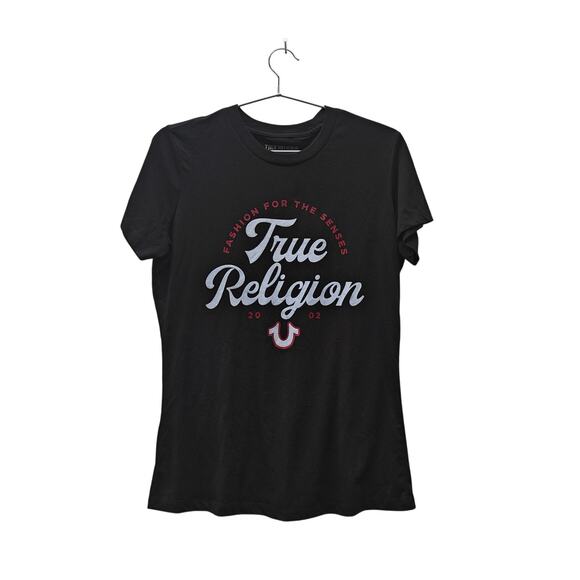 True Religion Graphic Logo Tee “Fashion for the Senses” Horseshoe 2002 T-Shirt - Picture 1 of 3